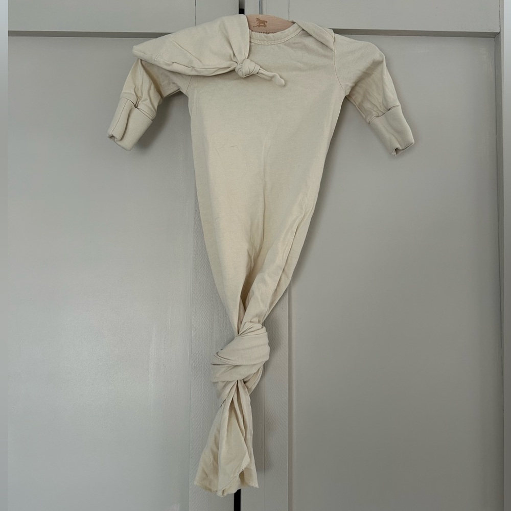 Colored Organics Cream Knotted Baby Gown